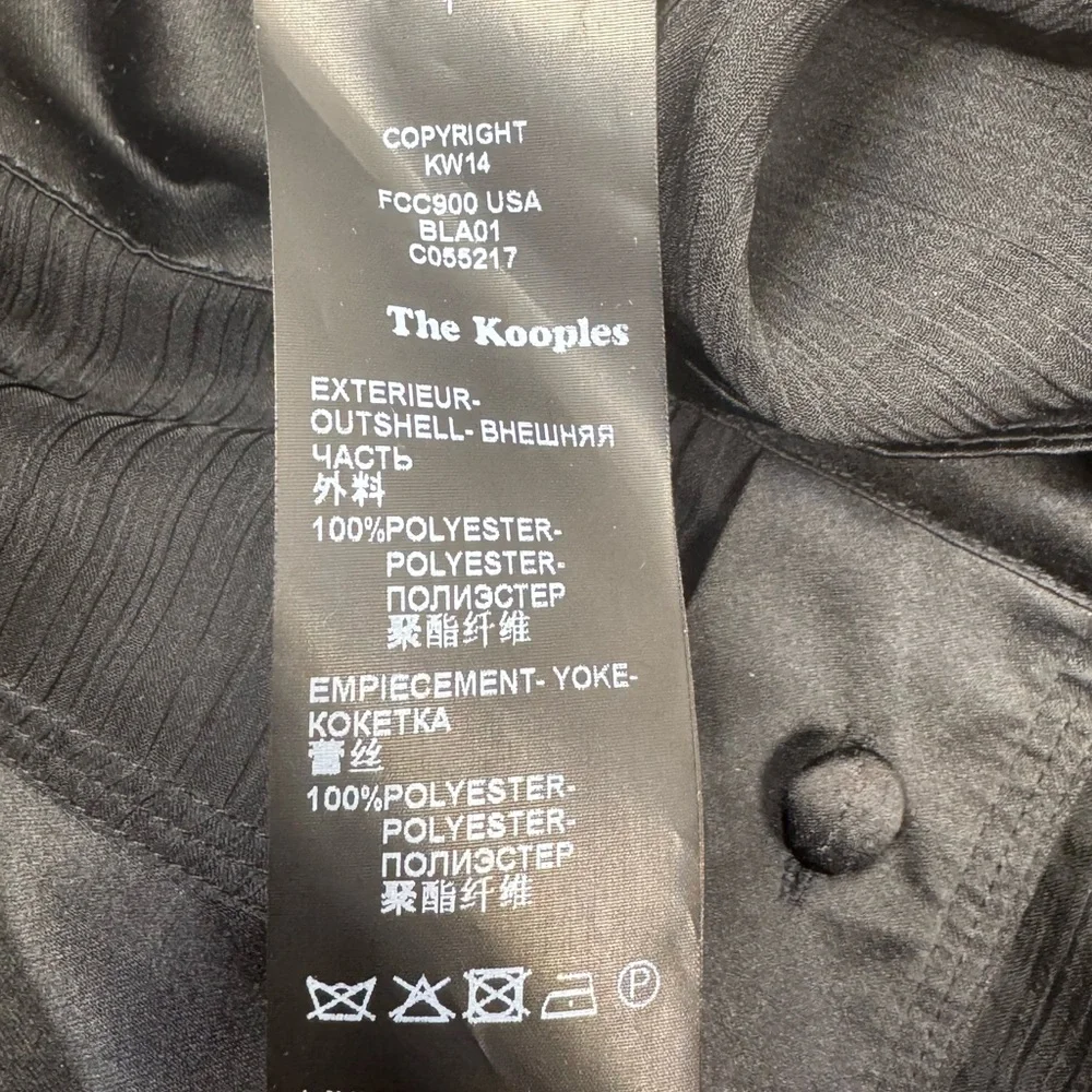 THE KOOPLES Sheer Button Front Striped Shirt w/ Accent Tie Collar BLACK / LARGE - Picture 14 of 15